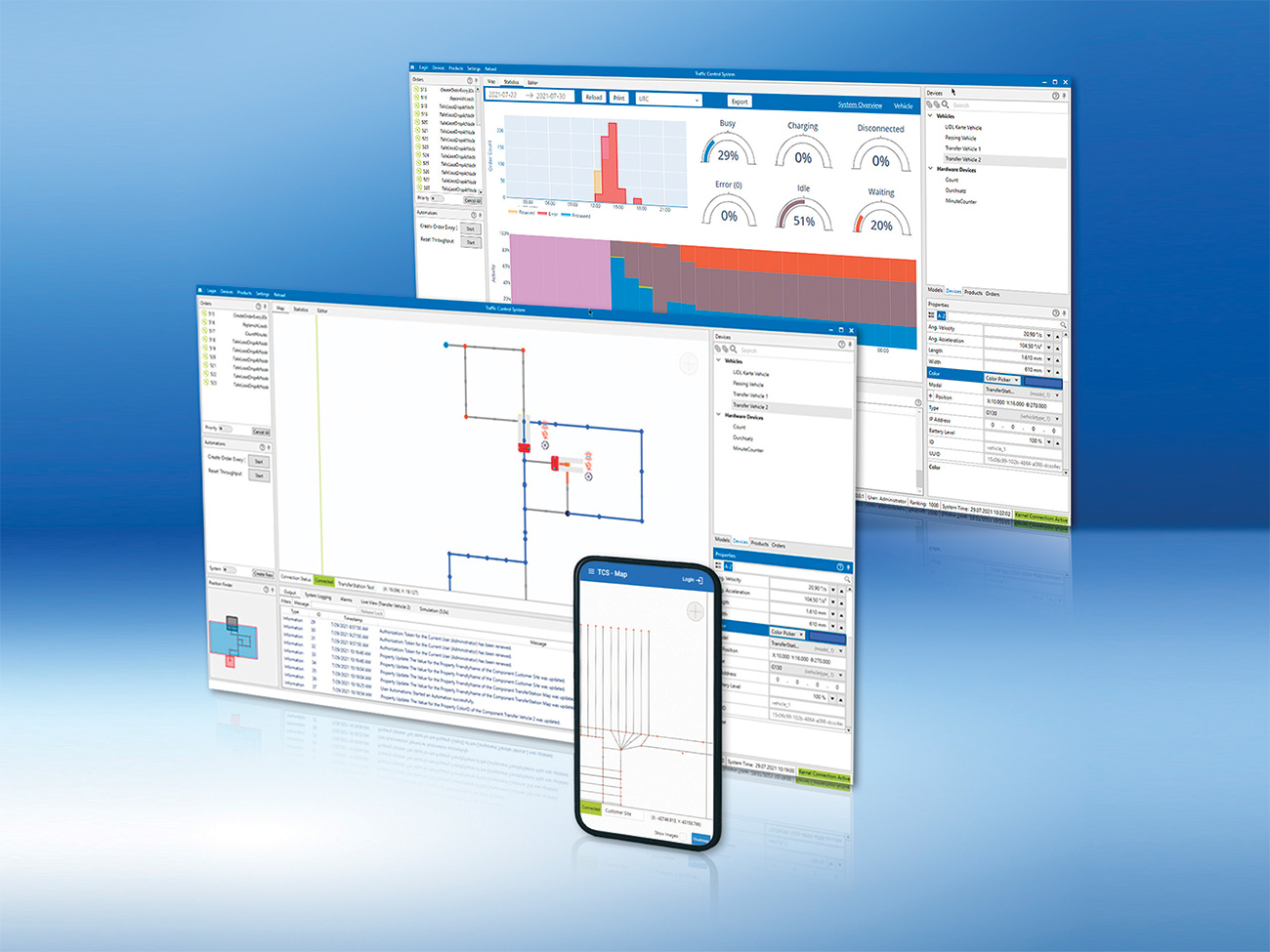 Onafhankelijk AGV-geleidingssysteem. Traffic Control Systeem met App ...